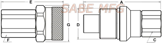 I-Threaded Flat Face Coupling From China SABE Mfg, Xhuma Nqamula Ngaphansi Kwengcindezi